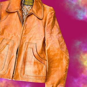 Vintage 70s Gorgeous Tan Leather Jacket